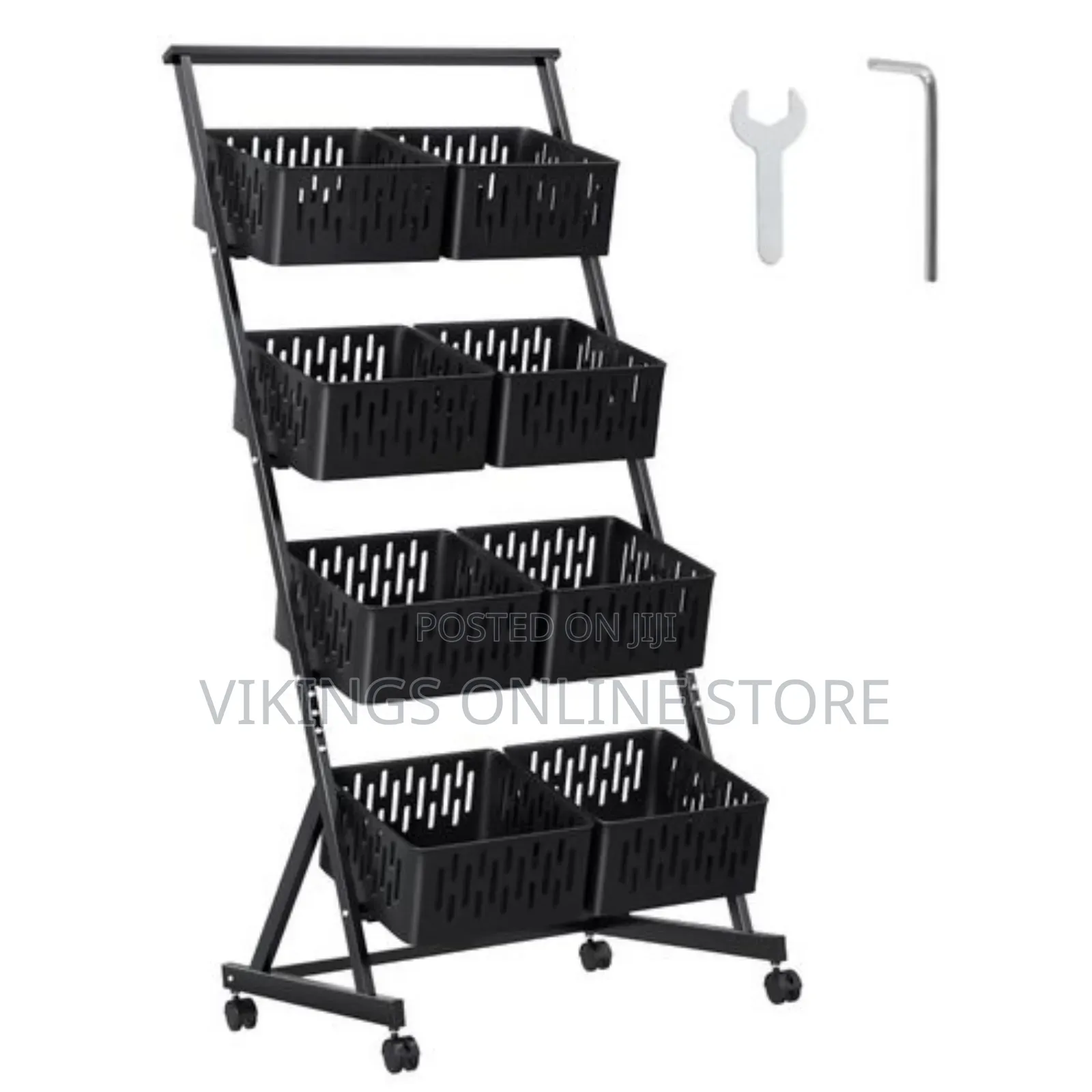 Pantry Organizer Rack With Detachable Basket (Black)