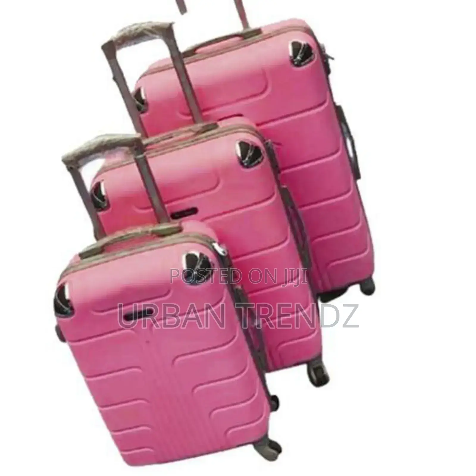 3pcs Set of Spinner Plastic Travel Suitcase Bag - Pink