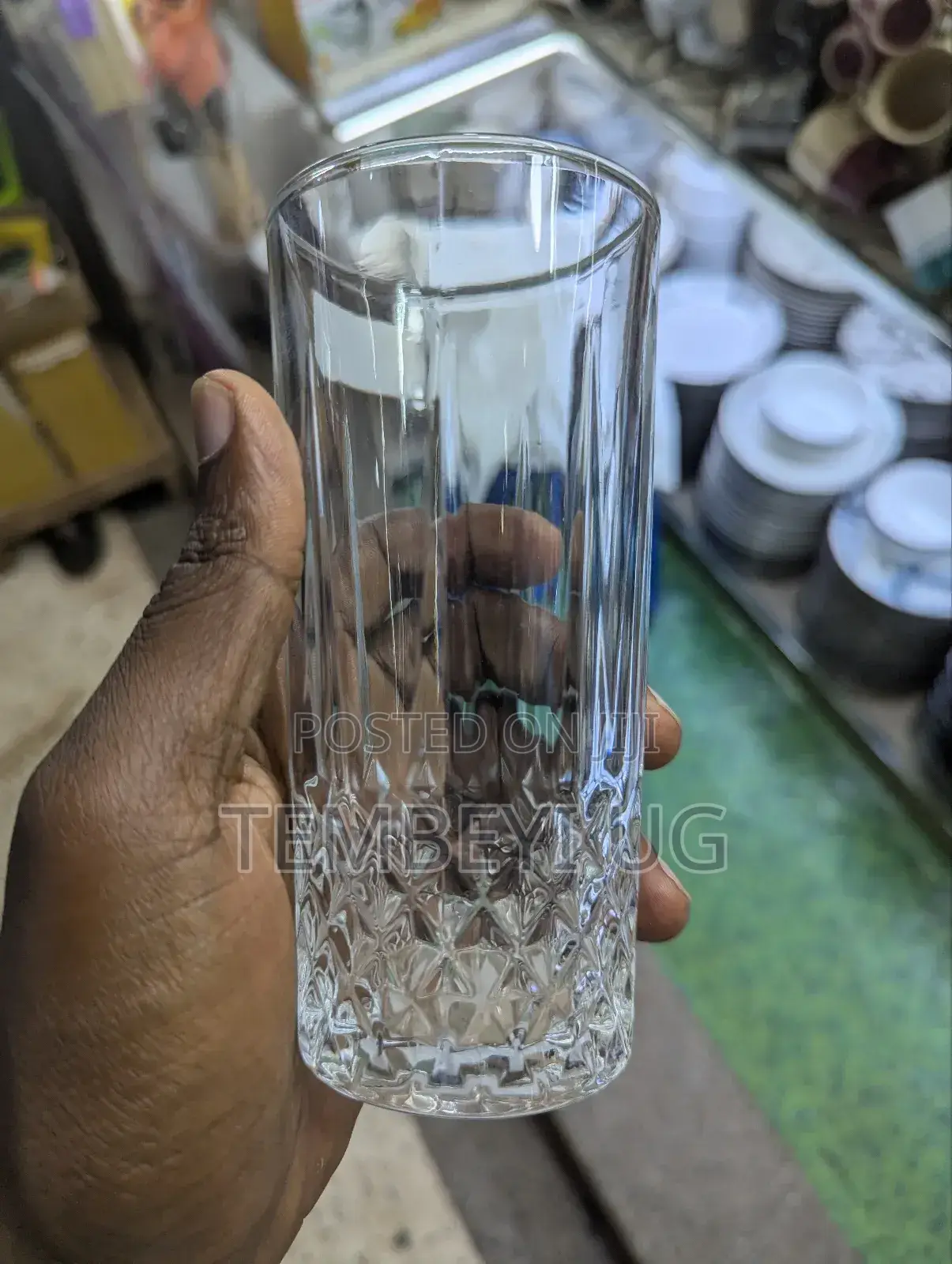 Set of 6 Crystal Base Drinking Glasses.
