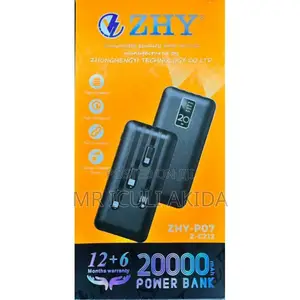 ZHY 20000mah Powerbank WTH Inbuilt Type-C,Micro,Lighting,USB