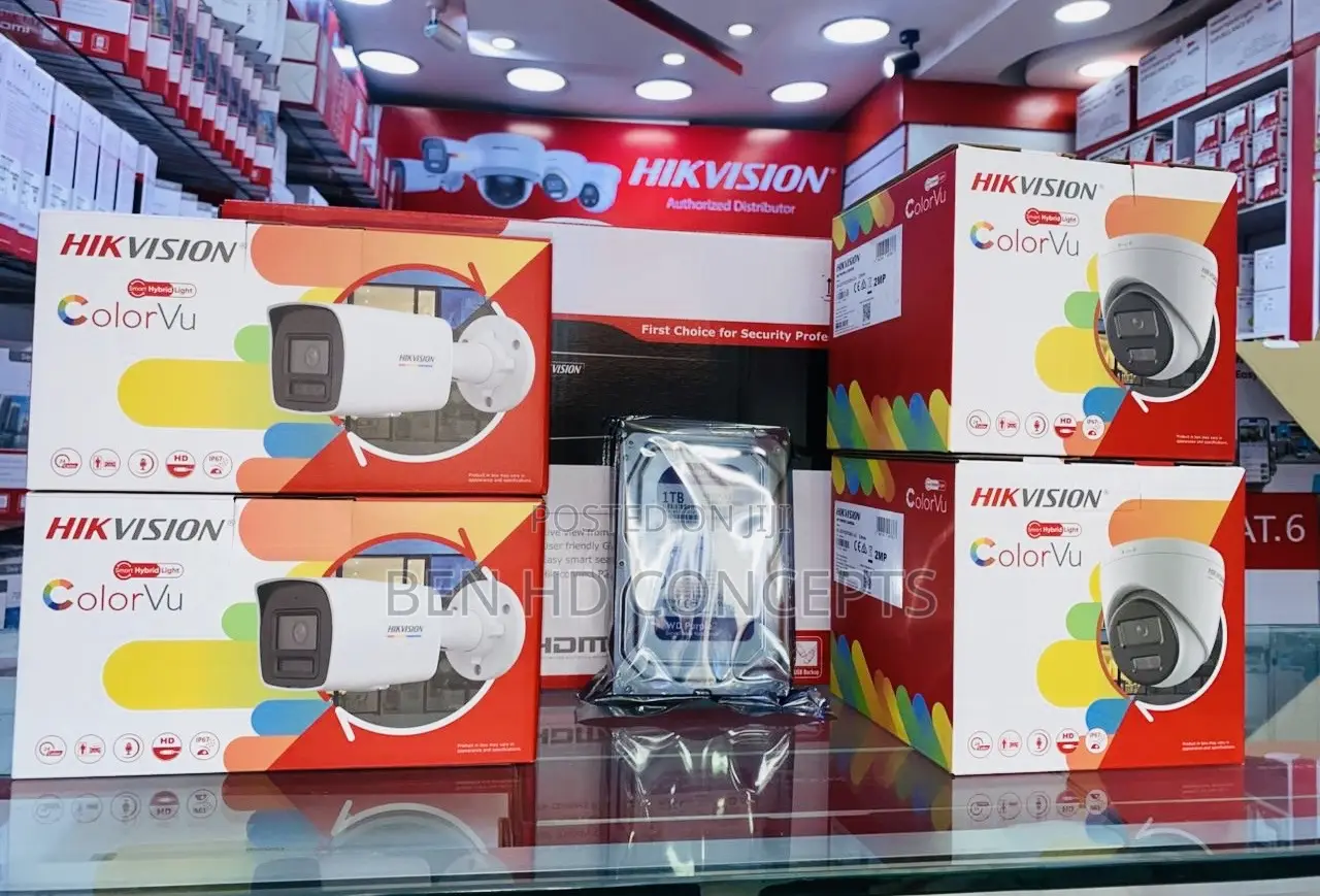 CCTV Camera 4 Channel Set Ip 2mp Colorvu Hikvision