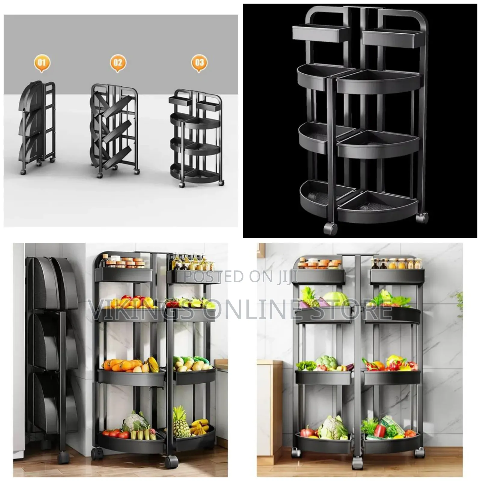 4 Tier Home Storage Reack Organizer Black,