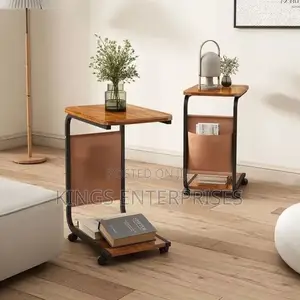 C-Shaped Side Table With Wheels