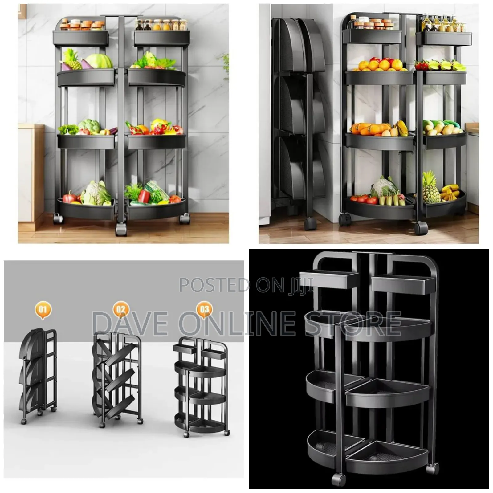 Foldable Fruit and Vegetables 4 Tier Rack