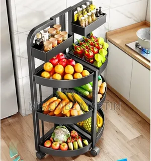 LAJUU Foldable Kitchen Storage Cart With Wheels,