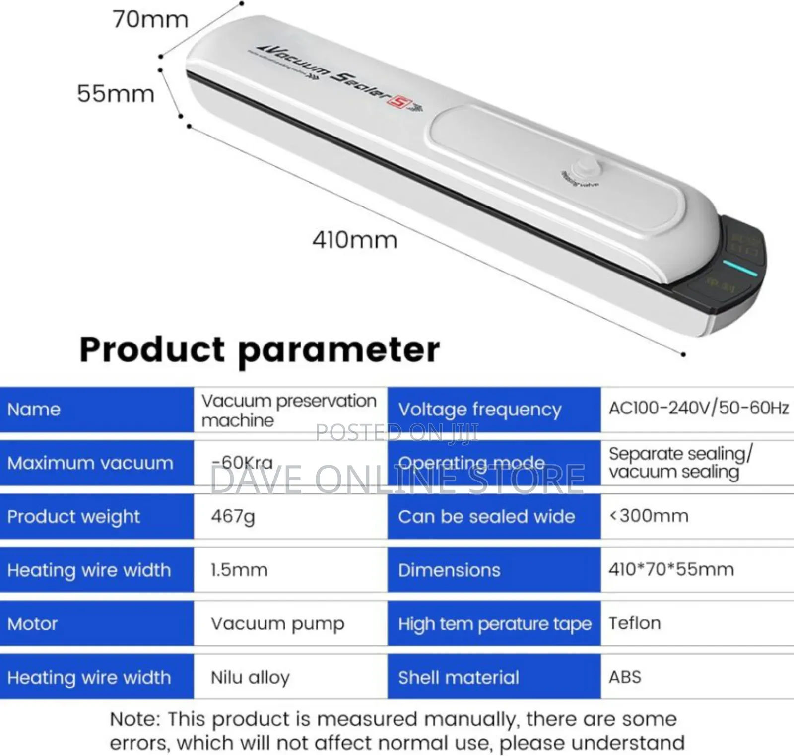 Dry Moist Food Modes Vacuum Sealer for Food Storage, White