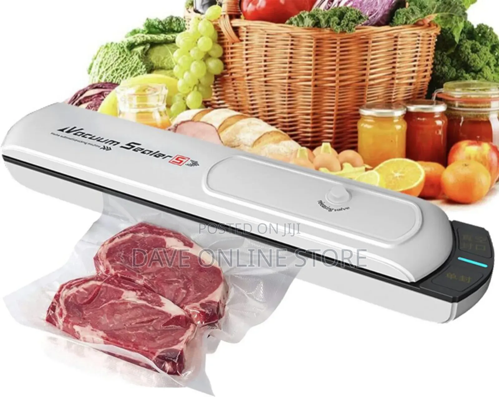 Dry Moist Food Modes Vacuum Sealer for Food Storage, White