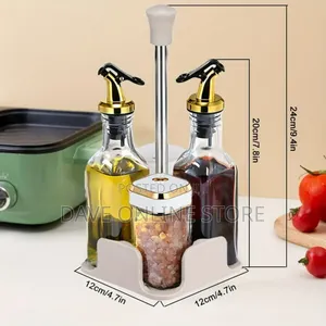 Salt and Pepper Bottle Vinegar Oil Set (5-Piece Set)