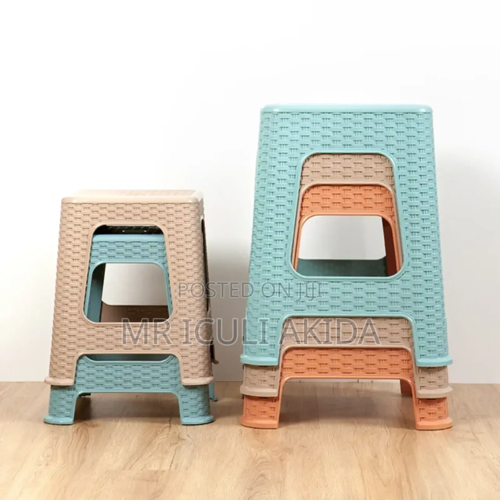 Modern Bambo Mat Design Plastic Step Stools