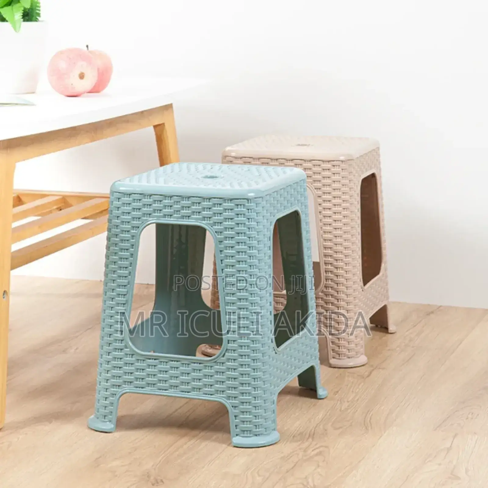 Modern Bambo Mat Design Plastic Step Stools