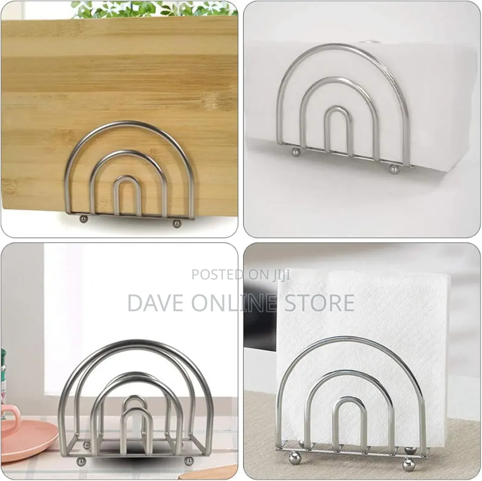 Creative Iron Napkin Holder Simple Paper Shelf Rack Silver