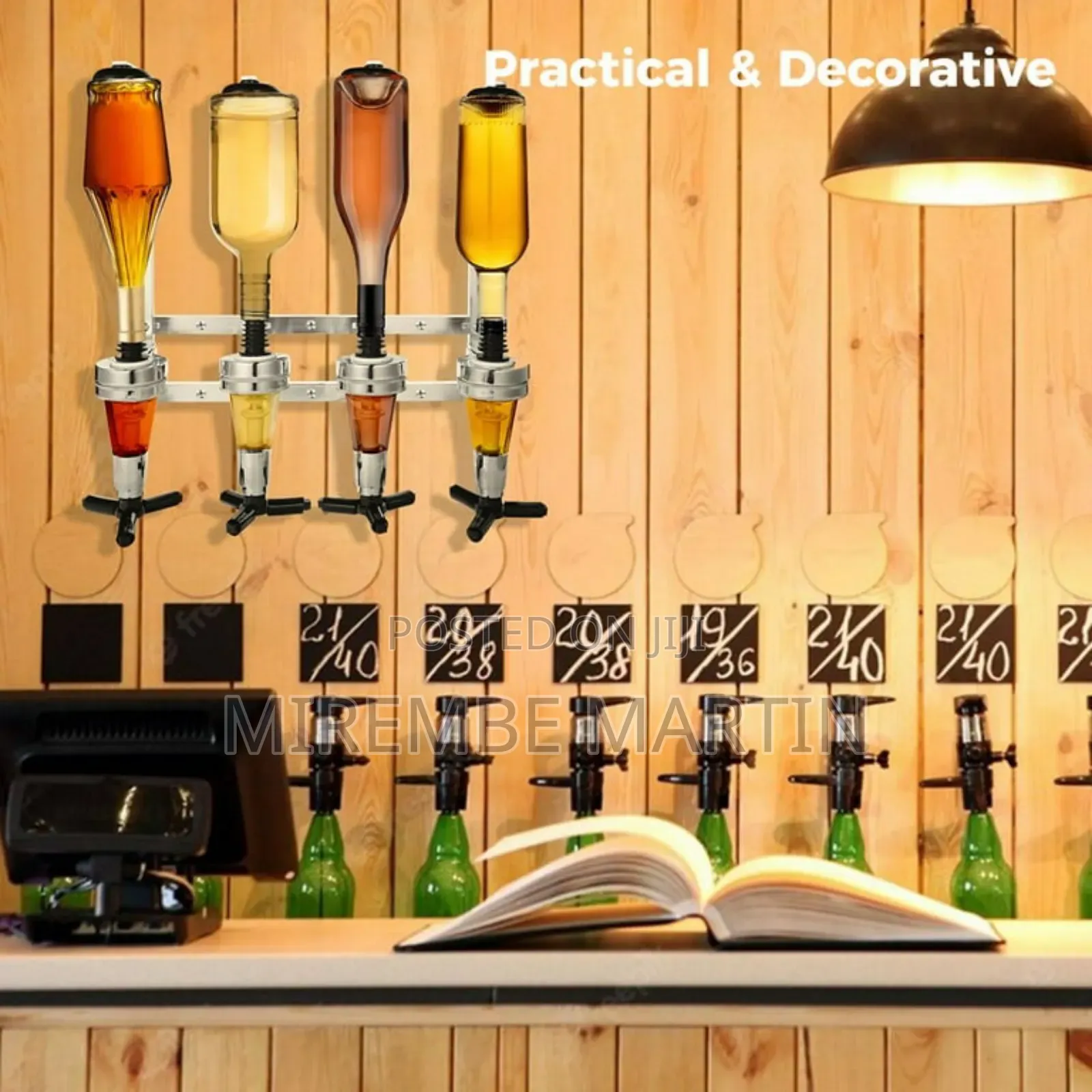 Liquor Dispenser, 4-Bottle Wall Mounted Liquor Dispenser