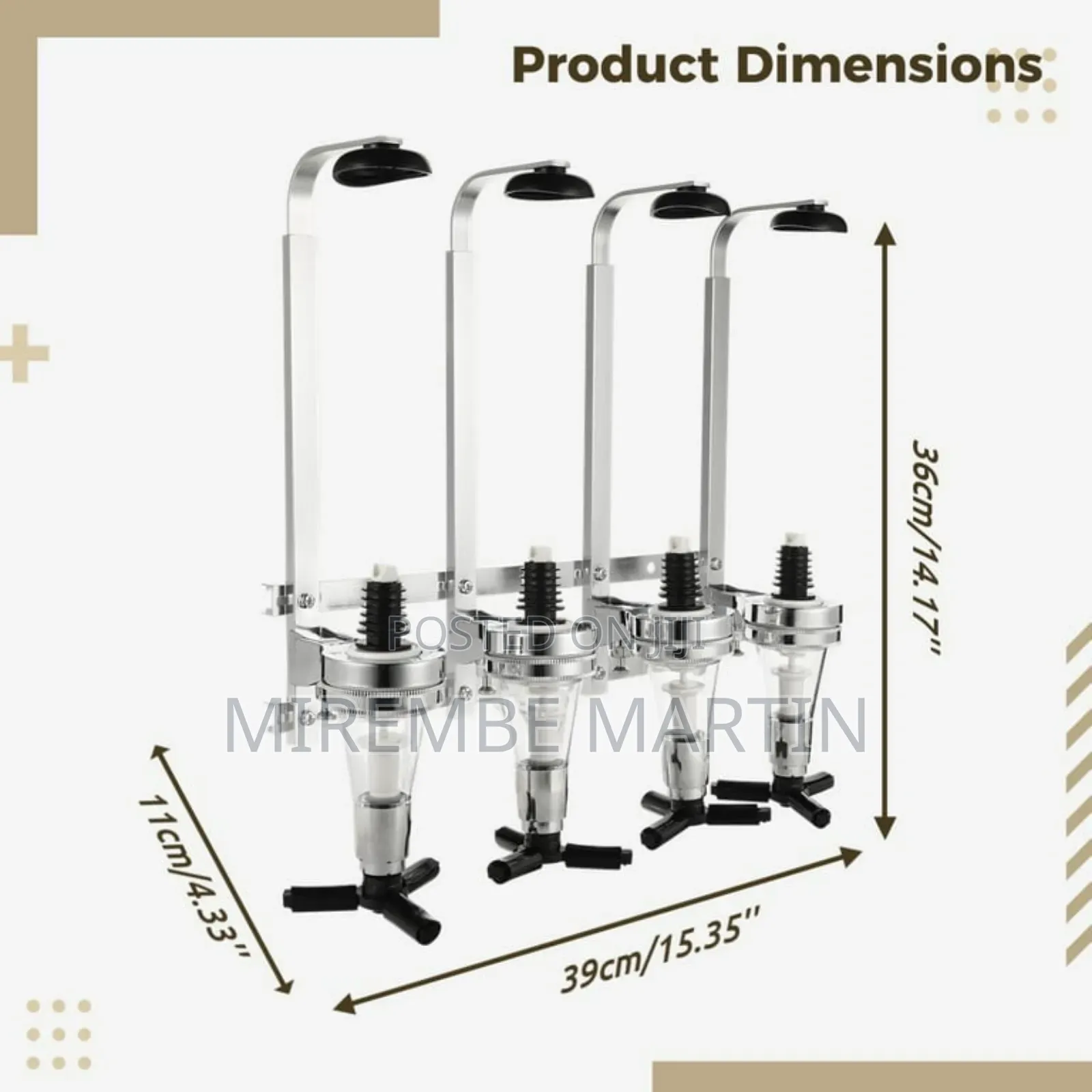 Liquor Dispenser, 4-Bottle Wall Mounted Liquor Dispenser
