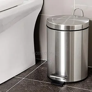 8L Stainless Steel Flip-Top With Foot Pedal Round Bins
