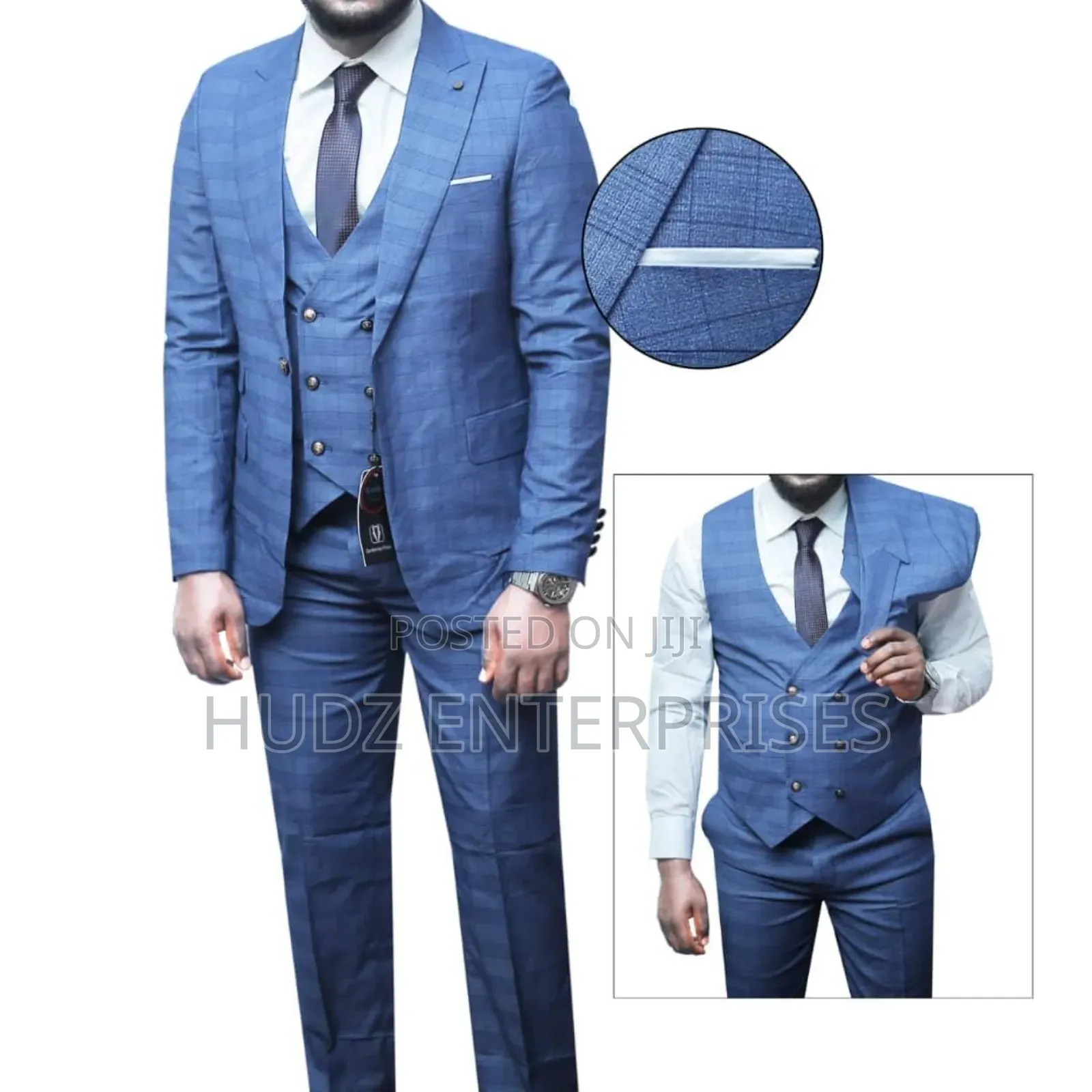 3pc Senator Strapped Suite Blue Color