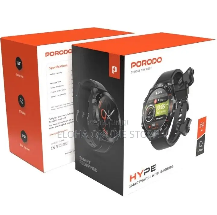 PORODO HYPE Smart Watch With Earbuds