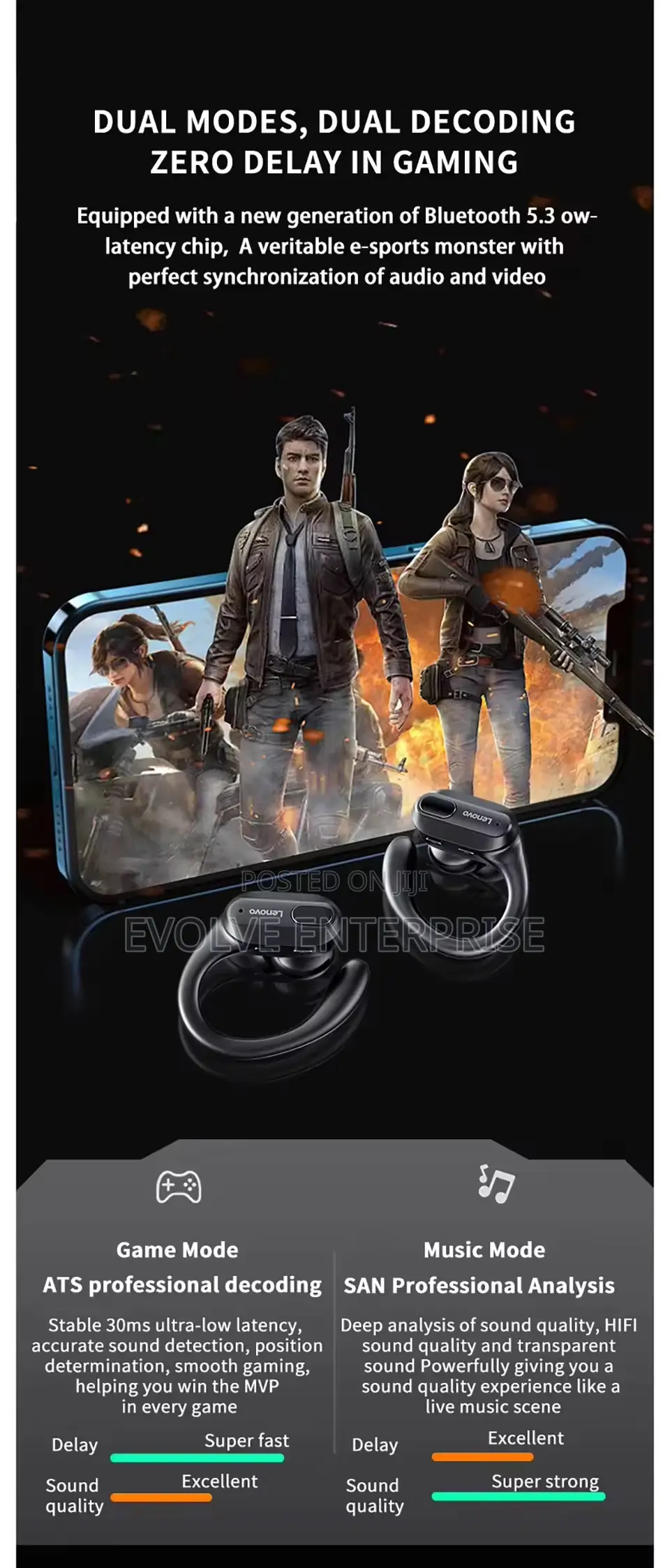 Lenovo Xt80 Earphone Wireless Bluetooth 5.3 Headset