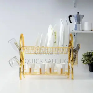 Photo - 2 Tier Gold Dish Rack/ Dish Draining Rack