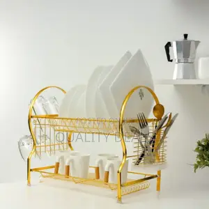 2 Tier Gold Dish Rack Kitchen Dish Organizer