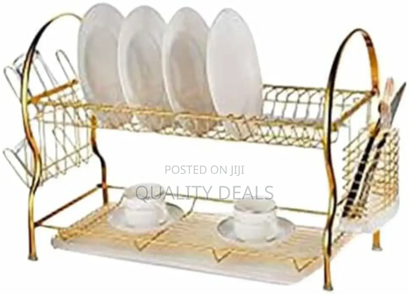 2 Tier Gold Dish Rack Kitchen Dish Organizer