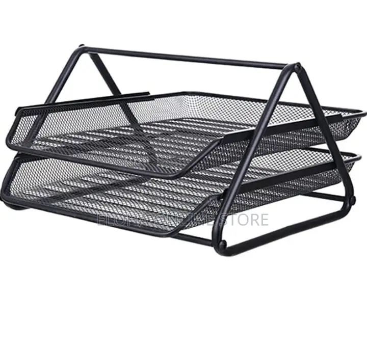 2 Tier Metallic Documents Rack Organiser