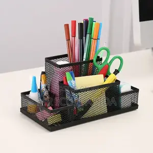 4compartment Metal Mesh Desk Pencil,Caddy Pens,Organiser