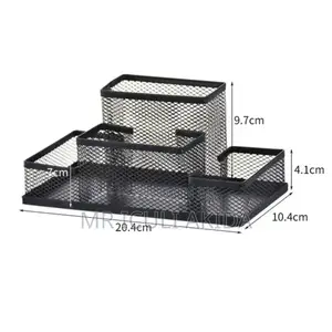 4compartment Metal Mesh Desk Pencil,Caddy Pens,Organiser
