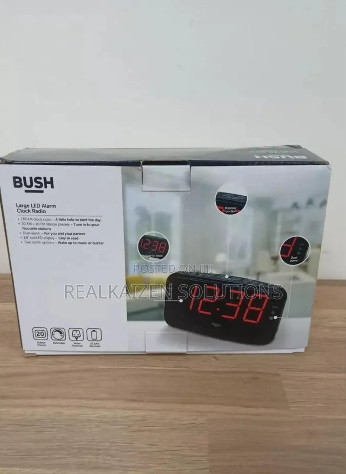 UK BUSH Large Red Digital LED Dual Alarm Clock Radio