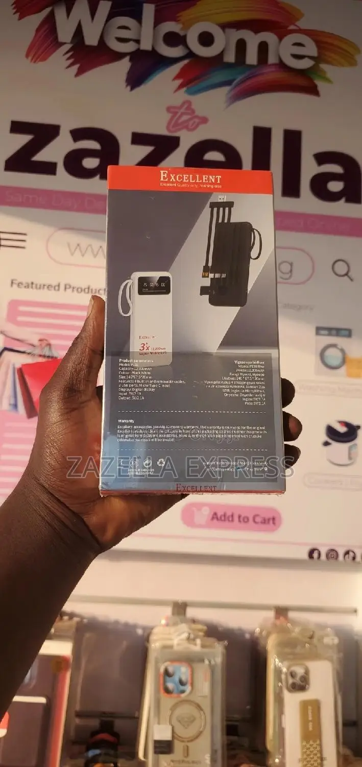 Excellent 12,000 3 Cable Fast Charging Powerbank