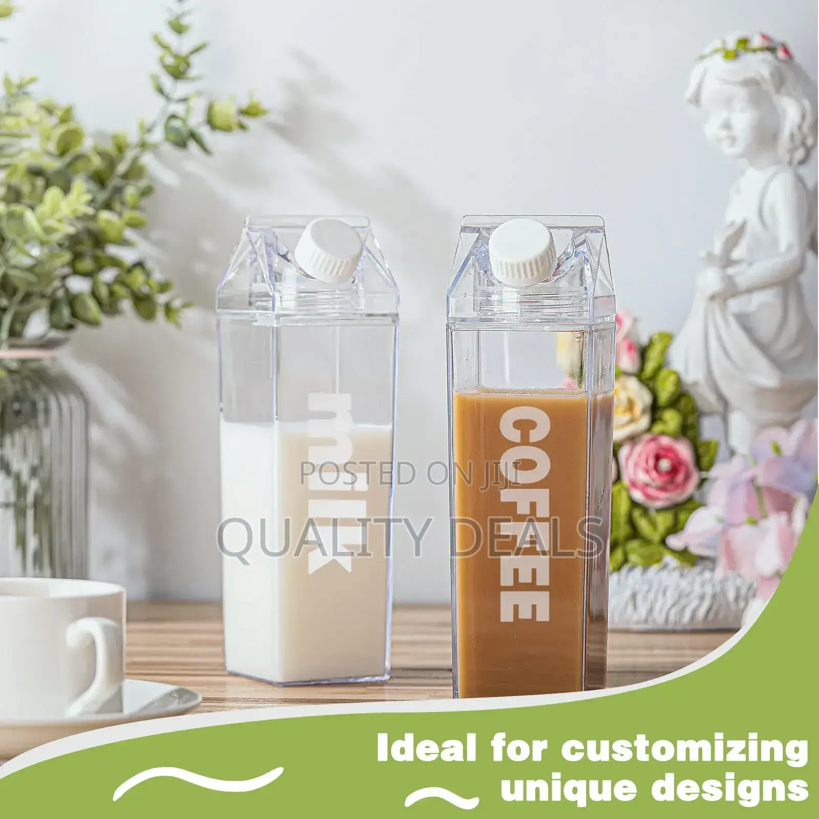 Milk Carton Acrylic Water Bottle for Outdoor Drinking