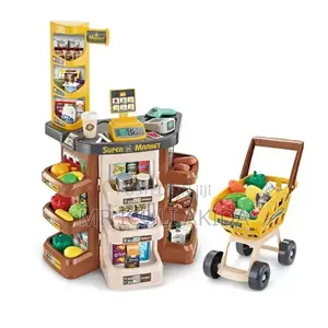 48pcs Kids Home Supermarket Store Cash Register With Cart