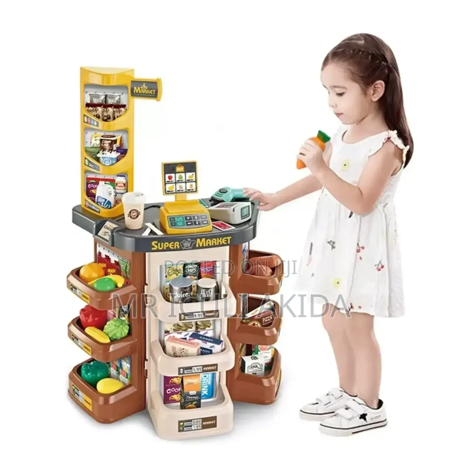 48pcs Kids Home Supermarket Store Cash Register With Cart