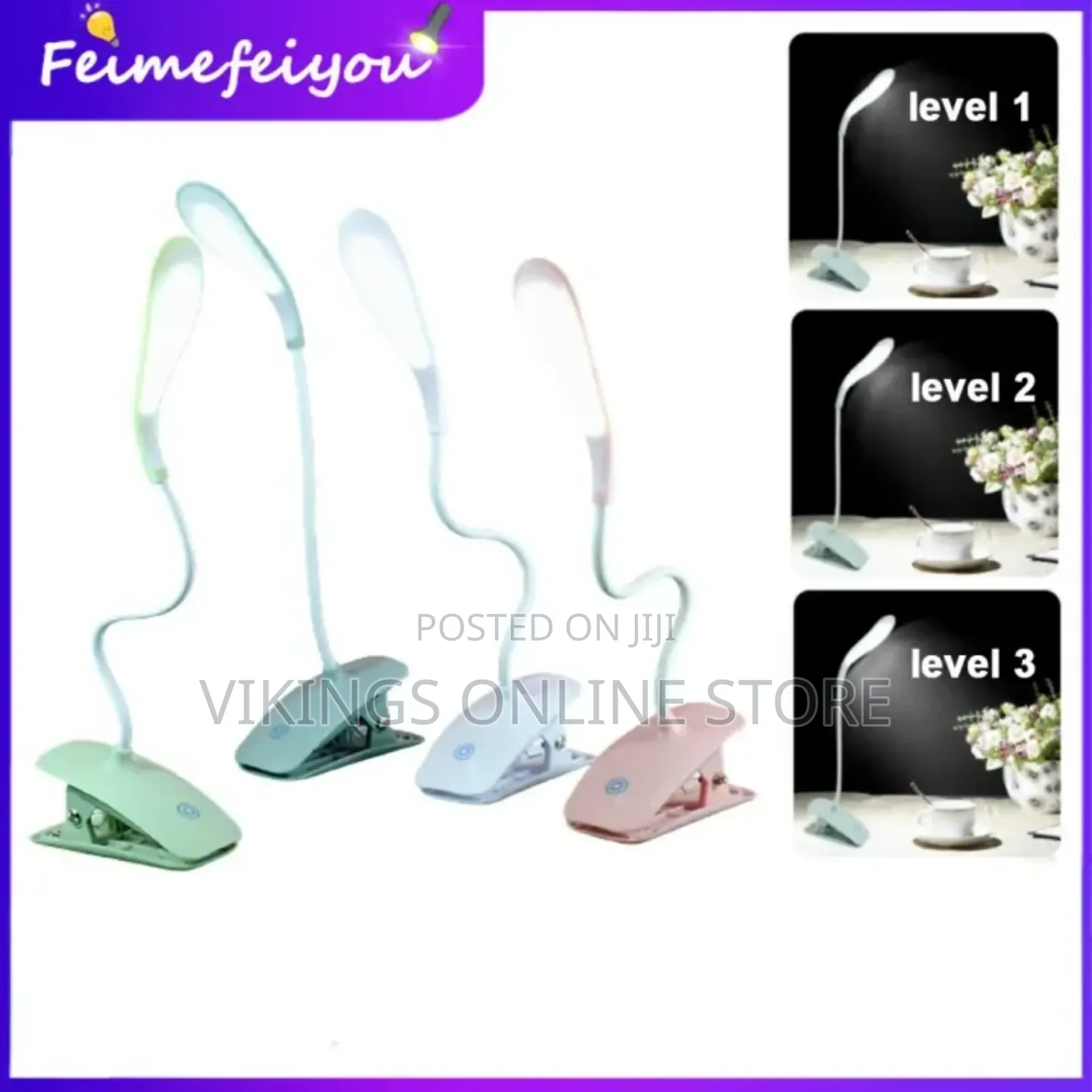LED Table Lamp With Clip Rechargeable Desk Lamp