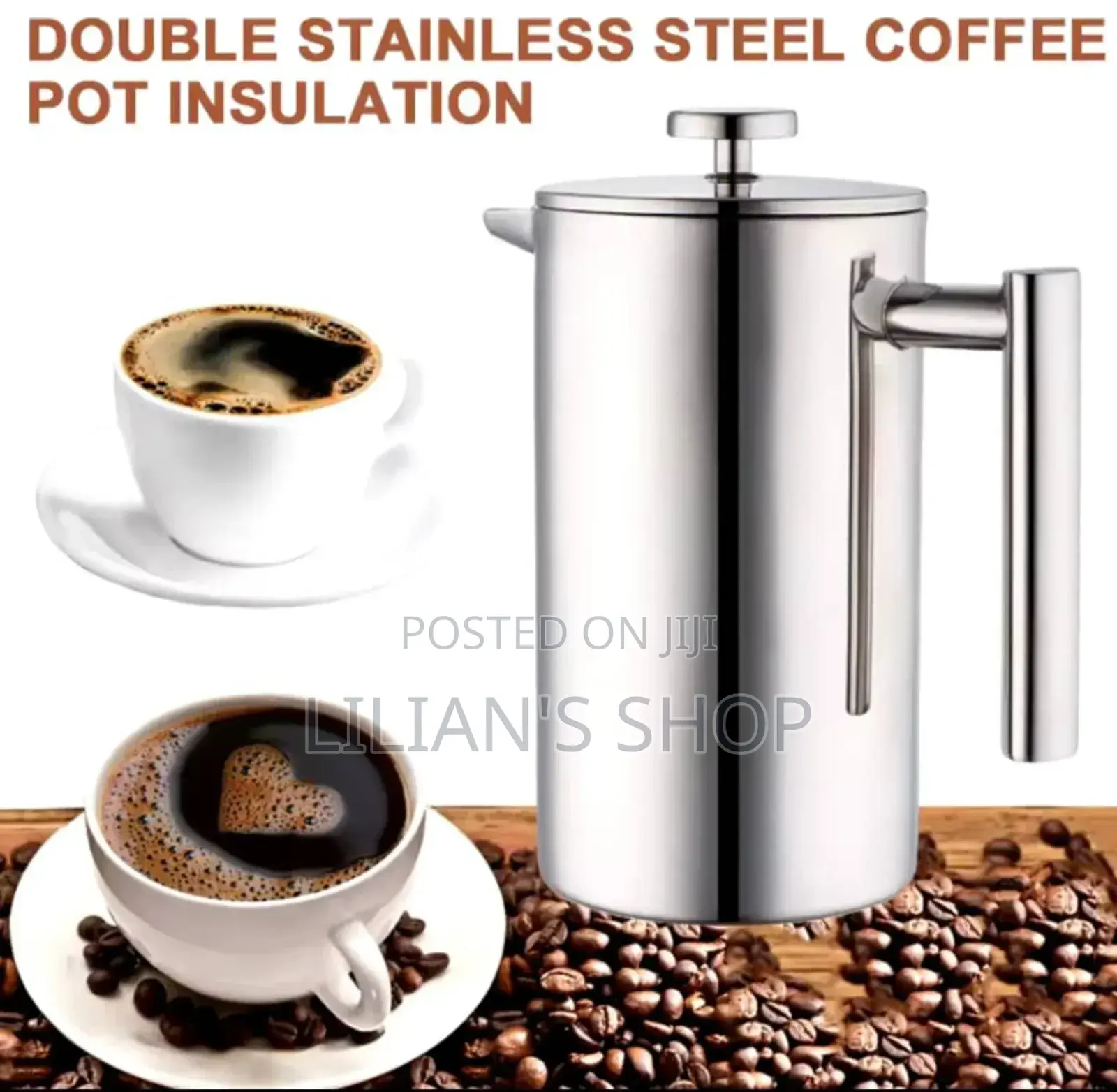 1 Litre Stainless Steel French Coffee Press Maker Pot