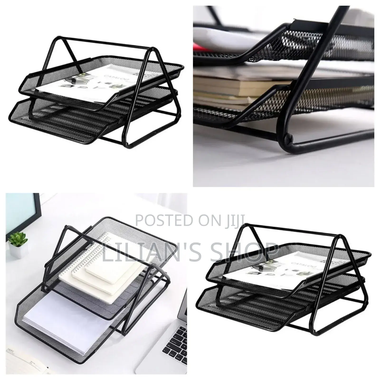 2 Tier Metallic Document Rack Organizer