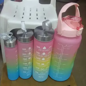 4 PCS Plastic Sports Water Bottle Set