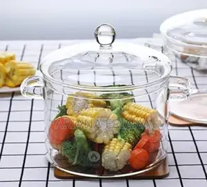 Photo - Glass Saucepan With Lid and Handle Sand Steam Hole.