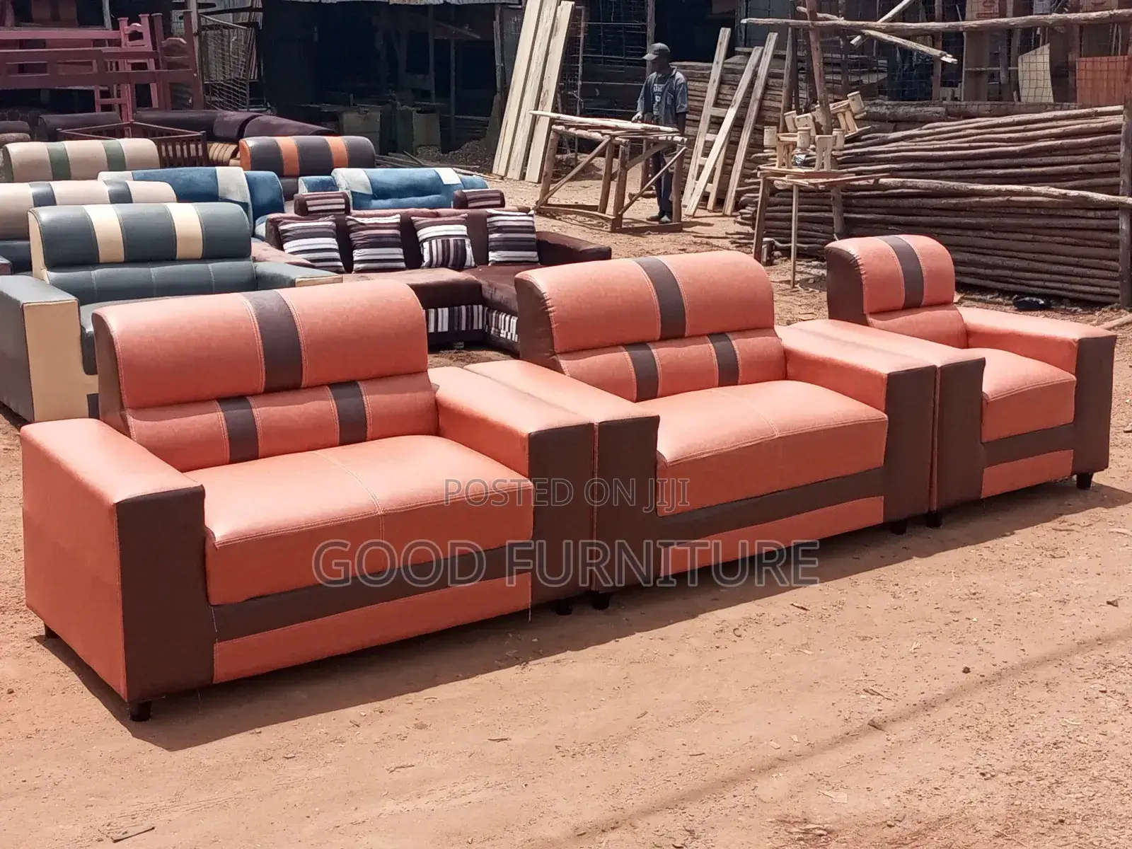 Brown Beautiful Five Seater Sofa Set