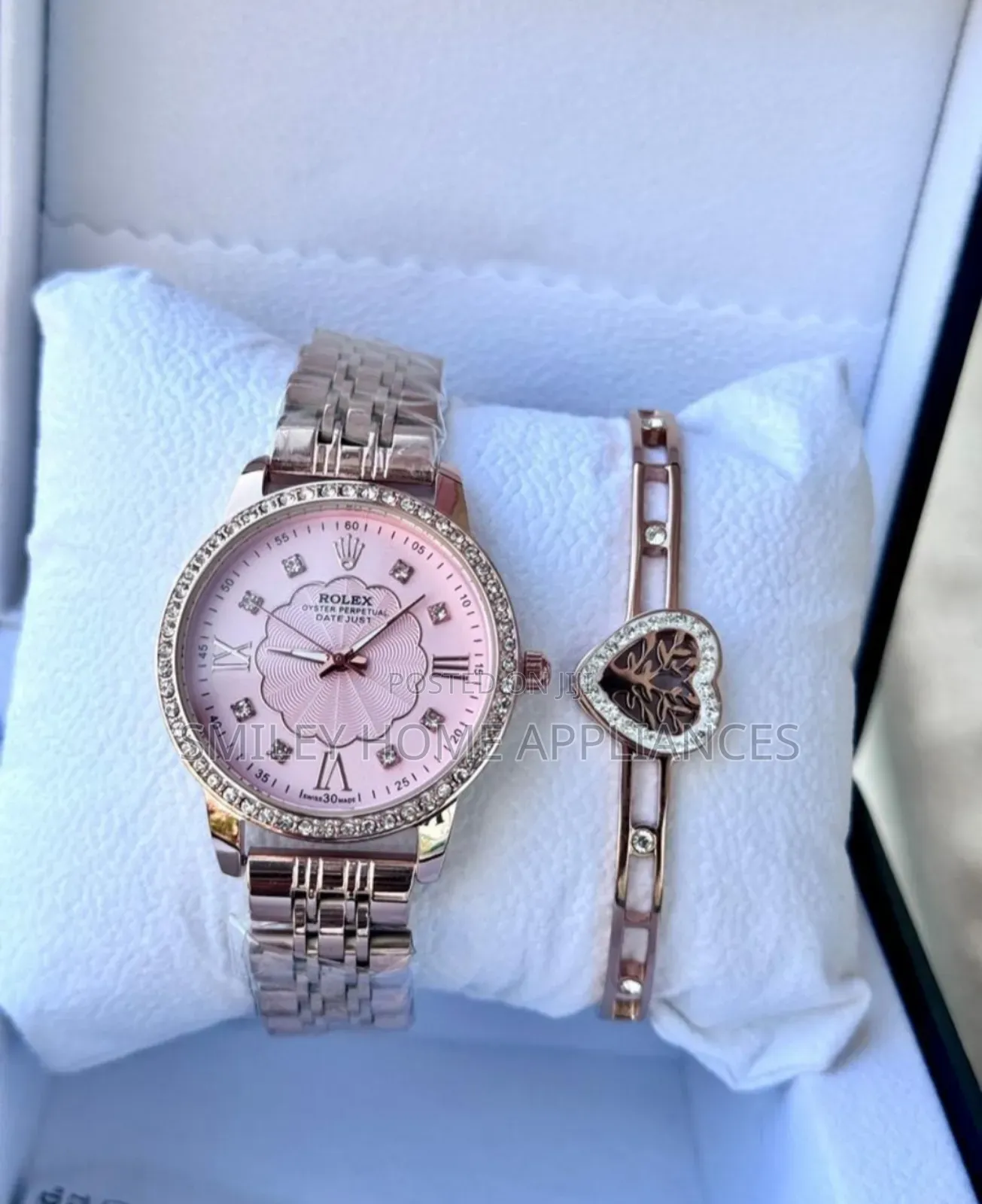 Rolex Women's Watch Silver Pink Color