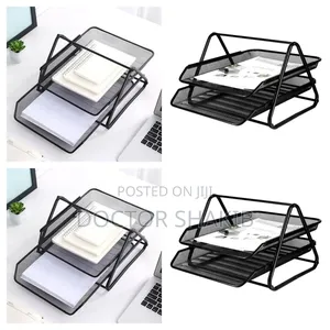 2-Tier Metallic Documents Rack Organizer