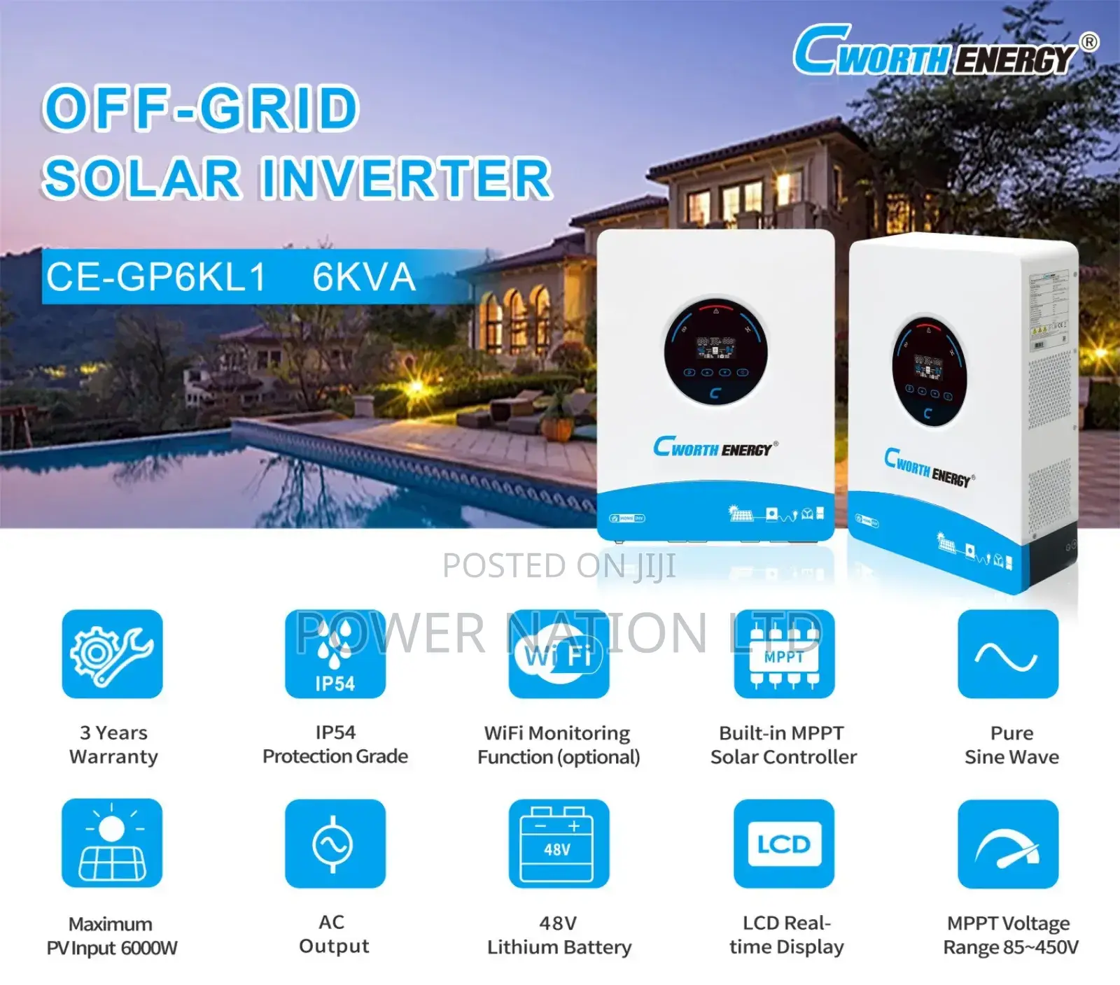6kva / 6000w Wifi Monitor Cworth Hybrid Inverter