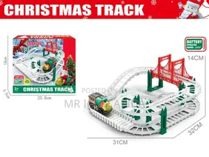 Kids Electric Christmas Theme Track Rail Car Train Toy Set