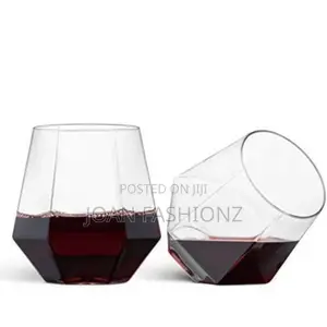 6 Pieces of Diamond Shape Wine/Juice Glasses-Colourless