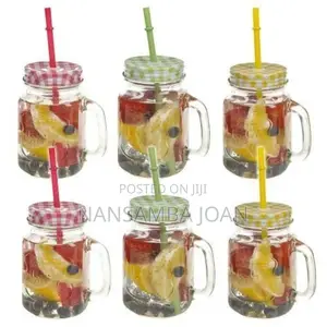 6 Pieces of Juice Mason Jar Cup Mugs-Colourless