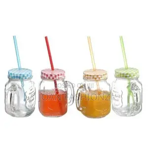 6 Pieces of Juice Mason Jar Cup Mugs-Colourless