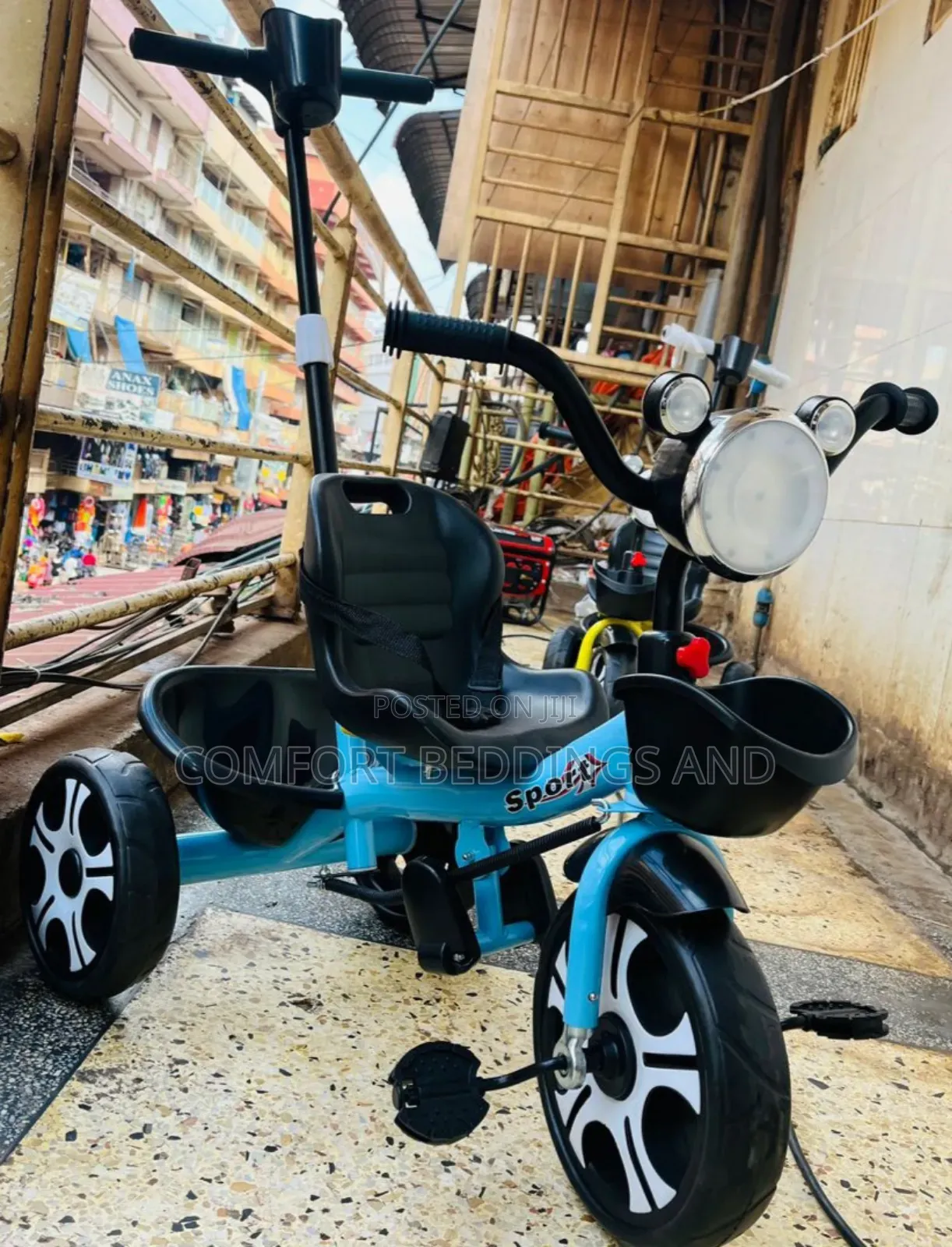 Kids Tricycle With Push Handle Blue
