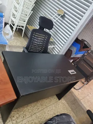 Office Chair and Office Table Black Set