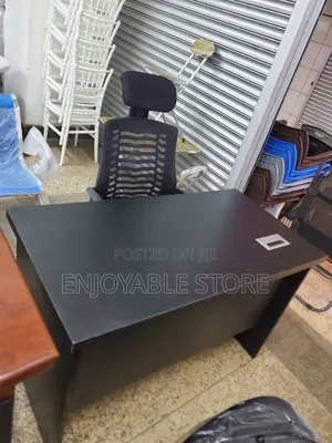 Office Chair and Office Table Black Set