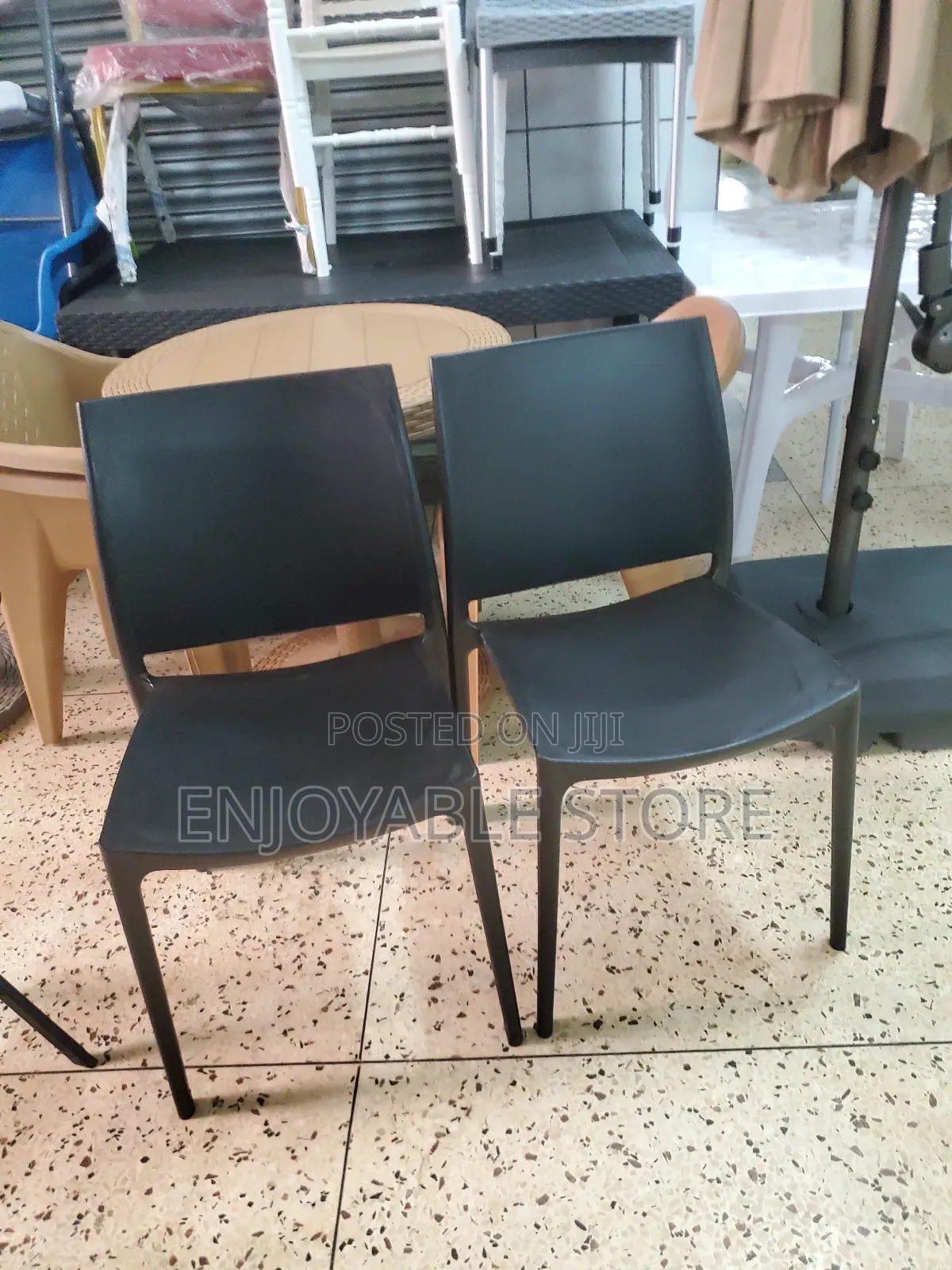 Stock Plastic Portable Chairs Black