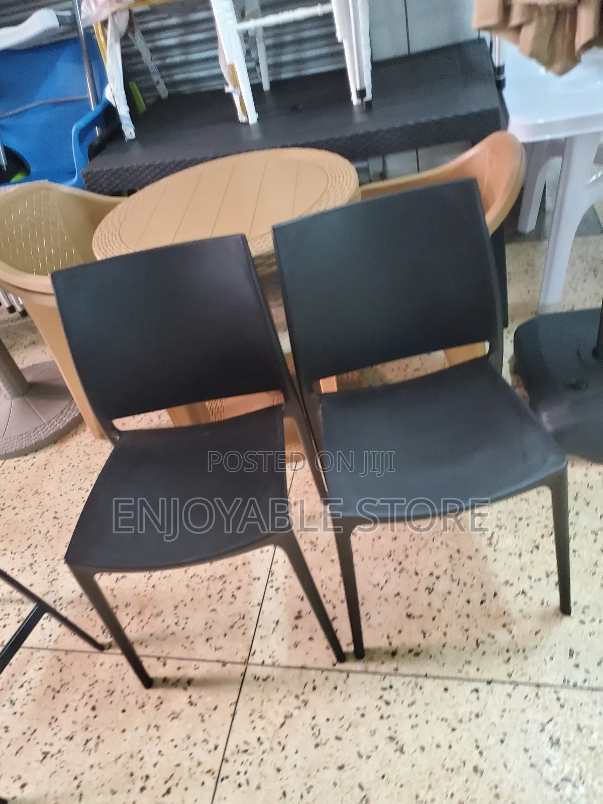 Stock Plastic Portable Chairs Black